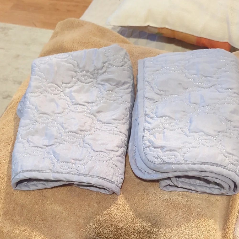 Set Of Two Vintage Quilted Pillow Shams. Soft Gray